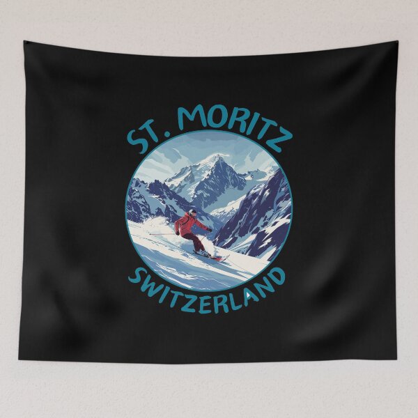 Item preview, St. Moritz in Switzerland, Retro Travel Art Circle Emblem designed and sold by MaateoDesign.