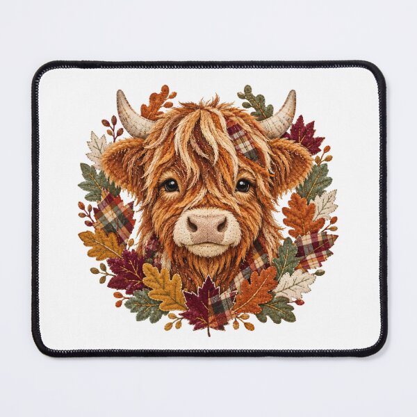 Item preview, Embroidered Highland Cow Autumn Wreath Fall Harvest designed and sold by abdelski.