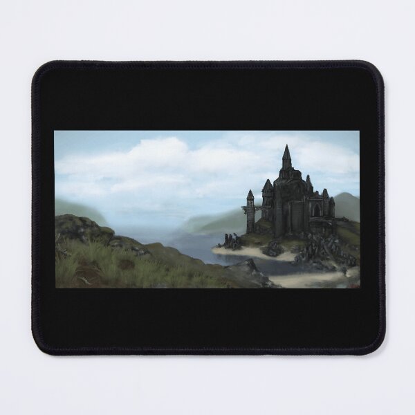 Item preview, Dark Fantasy Castle Landscape with Misty Mountains designed and sold by J-Mindful.