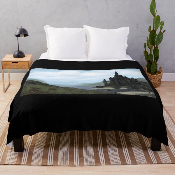 Item preview, Dark Fantasy Castle Landscape with Misty Mountains designed and sold by J-Mindful.