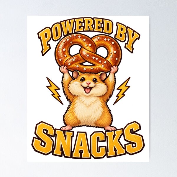 Item preview, Powered by Snacks – Funny Hamster Pretzel Weightlifter designed and sold by ZayCreates.