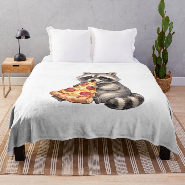 Item preview, Funny Raccoon Eating Giant Pizza Watercolor Art designed and sold by Digitalphoto4u.