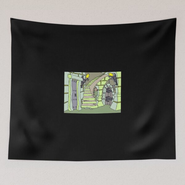 Item preview, Cartoon Dungeon Stone Staircase with Bones and Torches designed and sold by J-Mindful.