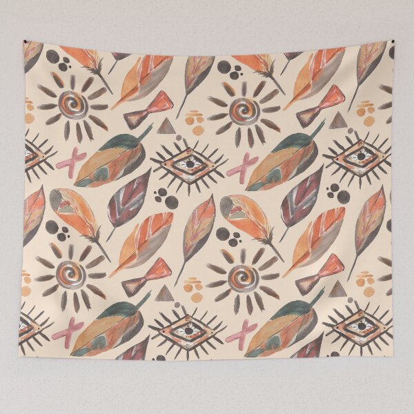 Item preview, Mystic Feathers – Boho Tribal Watercolor Pattern designed and sold by riceayoj.