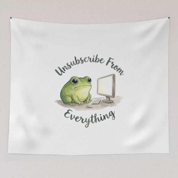 Item preview, Funny Chubby Frog Unsubscribe From Everything Watercolor Art designed and sold by Digitalphoto4u.