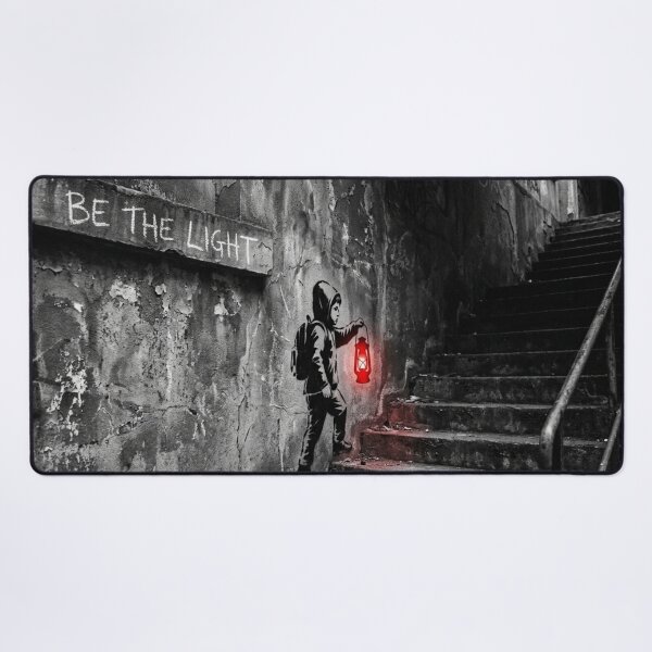Item preview, Be The Light Street Art - Boy Holding Glowing Red Lantern Urban Graffiti designed and sold by Denim Art Studio.