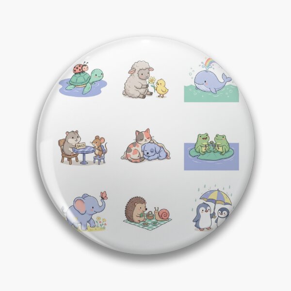 Item preview, Kawaii Animal Friendship and Wholesome Companion Retro Sticker Sheet designed and sold by mood-draftsman.