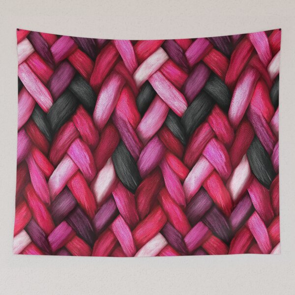 Item preview, Magenta and Black Chunky Knit Wool Braid designed and sold by Piotrek0001.