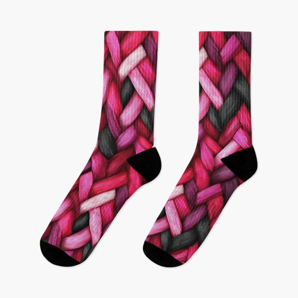Item preview, Magenta and Black Chunky Knit Wool Braid designed and sold by Piotrek0001.