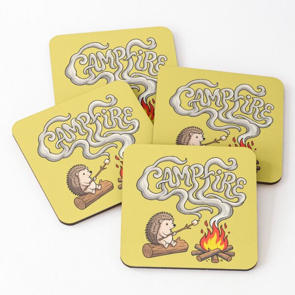 Item preview, Campfire Hedgehog Roasting Marshmallow Pop Art designed and sold by Rare By Hero.