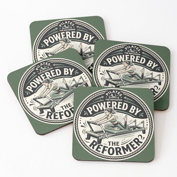 Item preview, Powered By The Reformer Vintage Pilates Woodcut Badge designed and sold by REFORMER & COFFEE STUDIO.