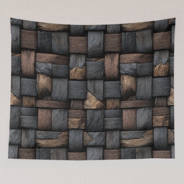 Item preview, Charred Dark Wood and Leather Weave Art designed and sold by Piotrek0001.