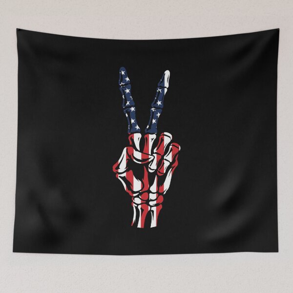 Item preview, Skeleton Peace Sign - American Flag Peace Hand designed and sold by Marshallamoakohene.