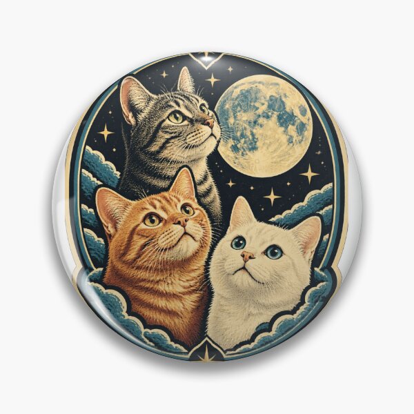 Item preview, Three Cats Silhouetted Against a Full Moon Night Sky Design LIMITED EDITION designed and sold by FilthyOldHag.