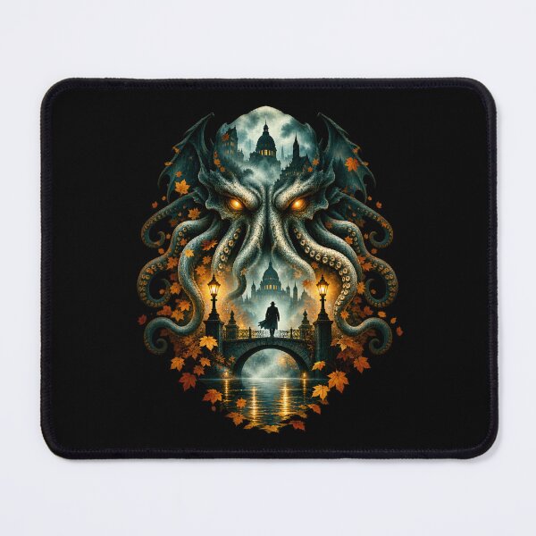 Item preview, H. P. Lovecraft: Cthulhu over an Autumn Bridge designed and sold by Fenay Designs.