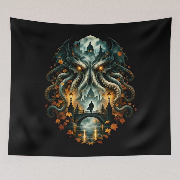 Item preview, H. P. Lovecraft: Cthulhu over an Autumn Bridge designed and sold by Fenay Designs.