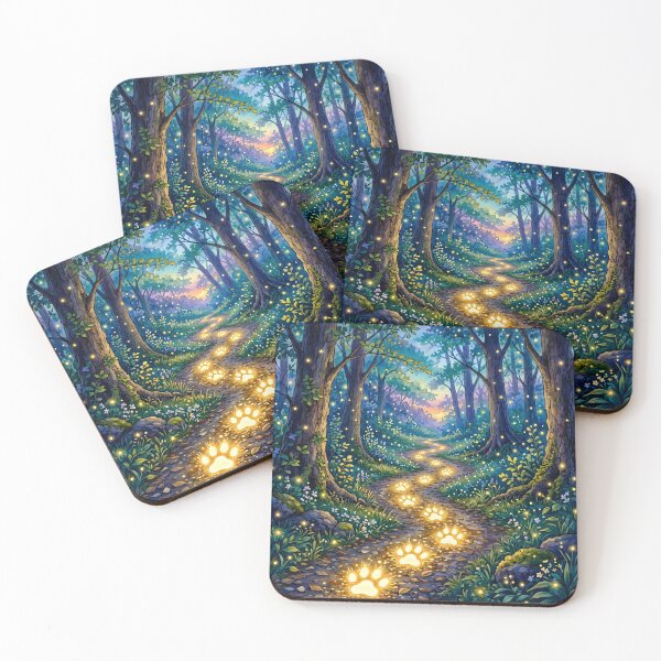 Item preview, Magic Glowing Paw Print Path in Enchanted Forest designed and sold by Sybille-Yates.