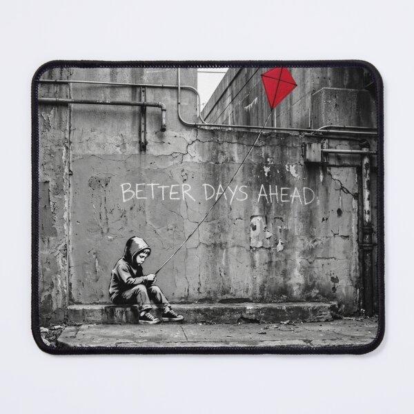 Item preview, Hope and Optimism Stencil Wall Art - Better Days Ahead Red Pop Print designed and sold by Denim Art Studio.