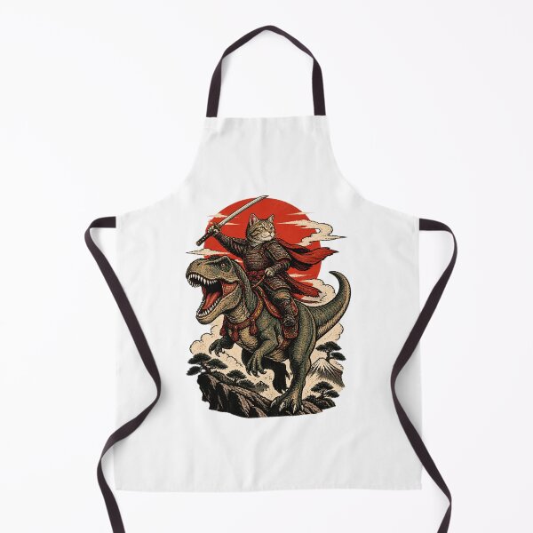 Item preview, Samurai Cat Riding a Dinosaur - Unique Fantasy Adventure Illustration LIMITED EDITION designed and sold by FilthyOldHag.