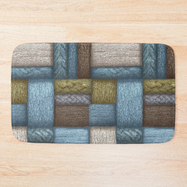 Item preview, Striped Denim and Ochre Knitted Wool Art designed and sold by Piotrek0001.