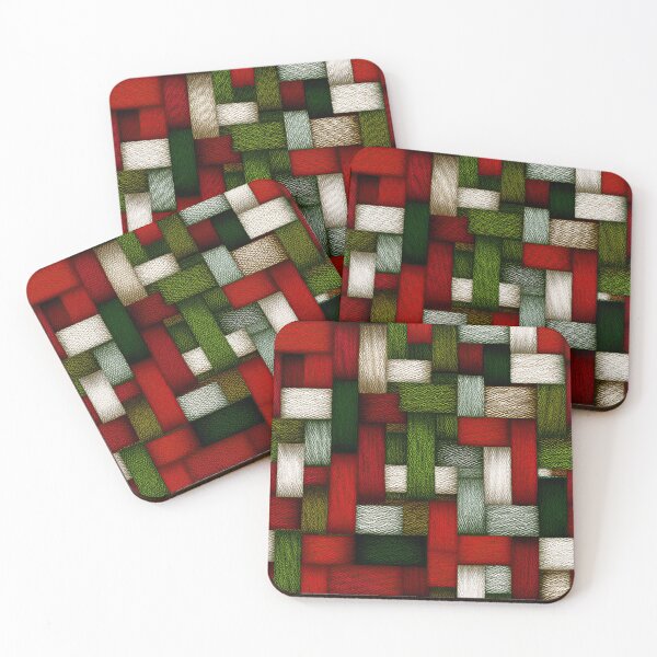 Item preview, Festive Cranberry and Forest Green Strap Weave designed and sold by Piotrek0001.