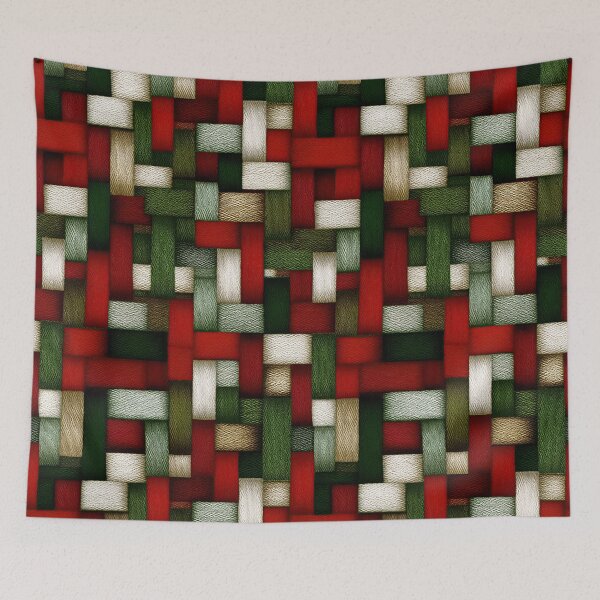 Item preview, Festive Cranberry and Forest Green Strap Weave designed and sold by Piotrek0001.