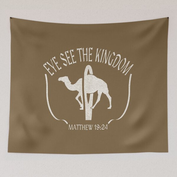 Item preview, Parables - Eye See the Kingdom | Camel Through Eye of the Needle - Not a innuendo but wordplay or pun with I & Eye | Matthew 19:24 & Mark 10 25 white designed and sold by ZechJohnRB.