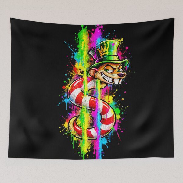 Item preview, Lord Cash – Neon Graffiti Rat King, Colorful Street Art & Pop Art - PLUSHIWORLD designed and sold by PLUSHIWORLDtm.