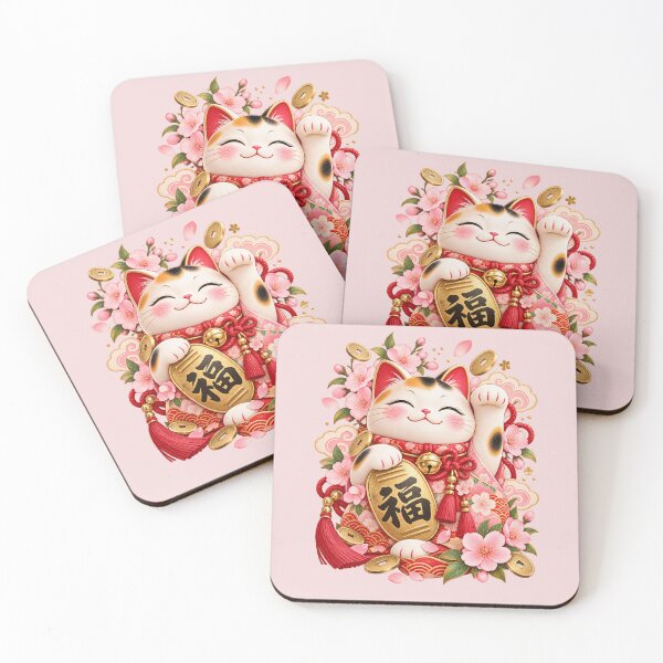Item preview, Lucky Maneki Neko with Sakura and Gold Coins designed and sold by MetaModel Editions.