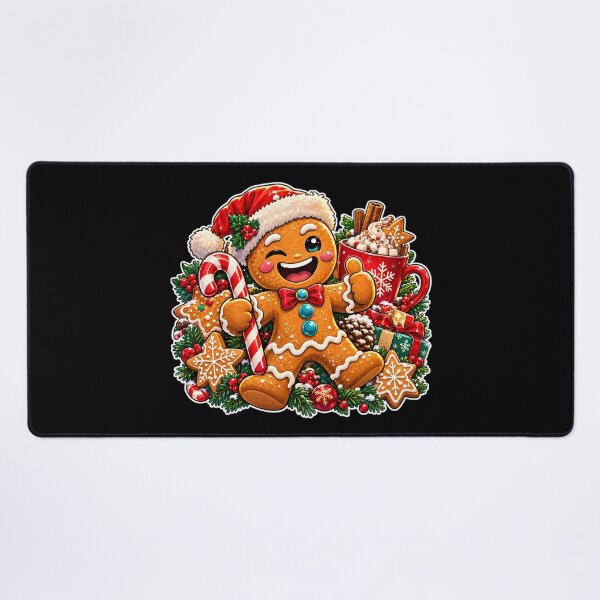 Item preview, Cheeky gingerbread man with Santa hat and candy cane designed and sold by Playful-Monster.