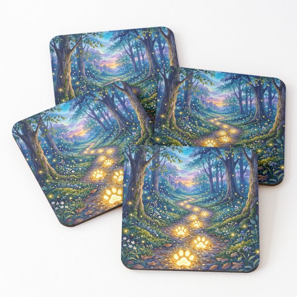 Item preview, Magic Glowing Paw Print Path in Enchanted Forest designed and sold by Sybille-Yates.