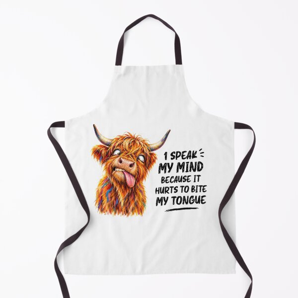 Item preview, I Speak My Mind Because It Hurts To Bite My Tongue - Funny Highland Cow Art designed and sold by Collymore.