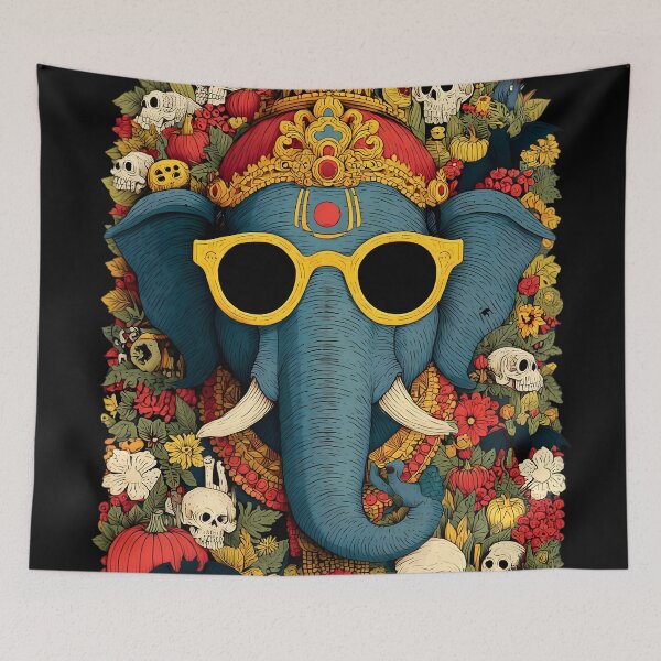 Item preview, Ganesha Midnight Garden Vision – Halloween Floral Art designed and sold by PANNARUK .
