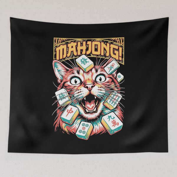Item preview, Mahjong Player Excited Cat Lover Funny Vintage Tiles designed and sold by GrandeDuc.