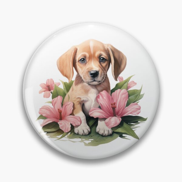 Item preview, Pink Lily Puppy | Elegant Floral Aesthetic Art designed and sold by Mandayartstudio.