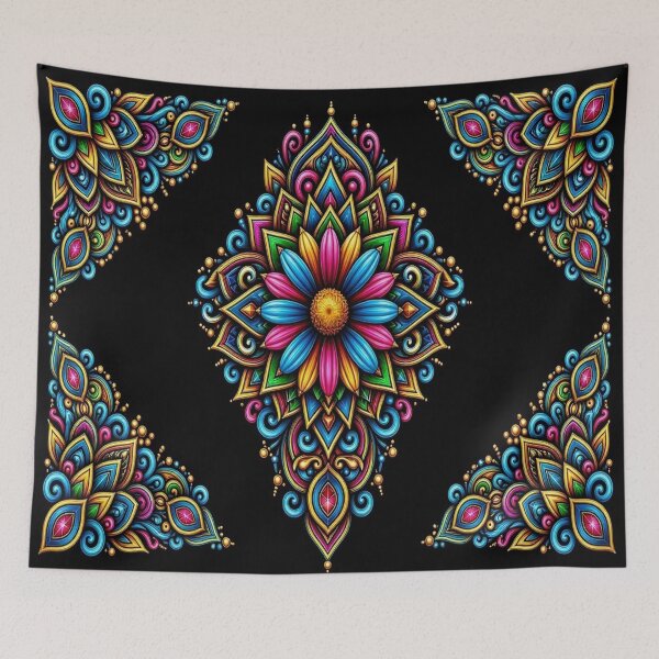Item preview, Psychedelic Mandala Flower Boho Crystal Ornament designed and sold by Breezes-of-Ida.