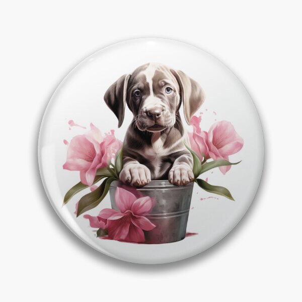 Item preview, Pink Lily Puppy | Elegant Floral Aesthetic Art designed and sold by Mandayartstudio.