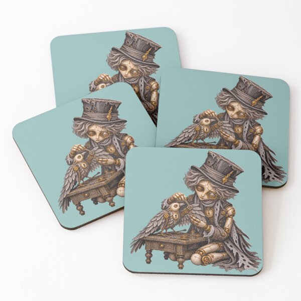 Item preview, Gothic clockmaker and mechanical raven — A delicate repair designed and sold by Limmagin.