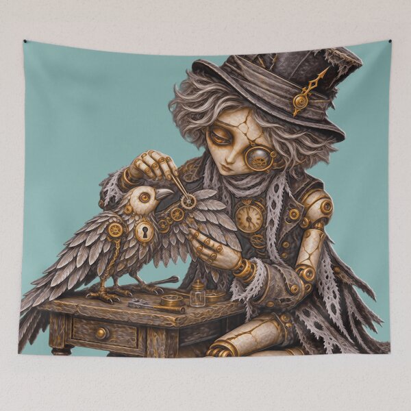 Item preview, Gothic clockmaker and mechanical raven — A delicate repair designed and sold by Limmagin.