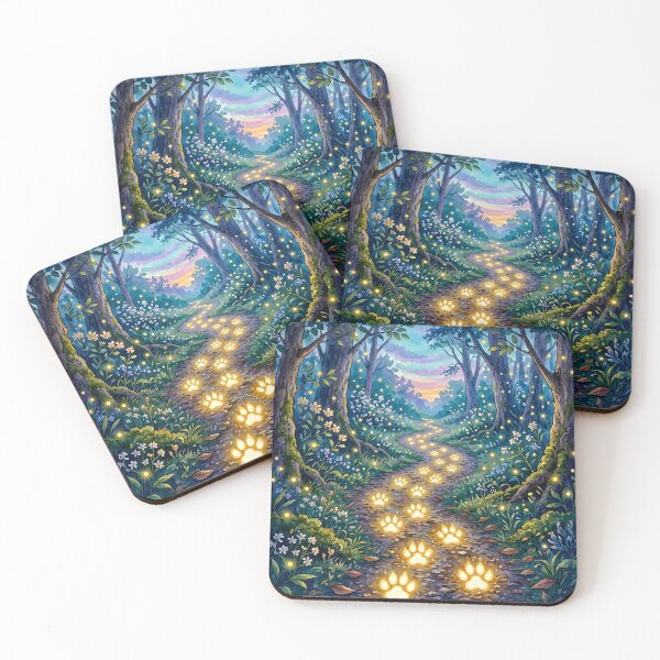 Item preview, Magic Glowing Paw Print Path in Enchanted Forest designed and sold by Sybille-Yates.