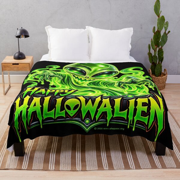 Item preview, Happy Hallowalien Green Alien Ghost Halloween designed and sold by ASX Research Merch.