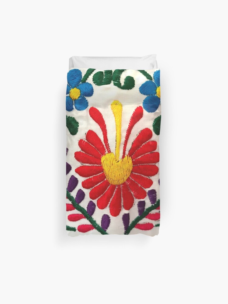 Mexican Flowers Duvet Cover By Tinasalazar Redbubble