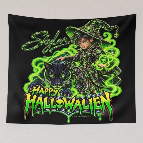 Item preview, Happy Hallowalien Skyler Alien Warlock Halloween designed and sold by ASX Research Merch.