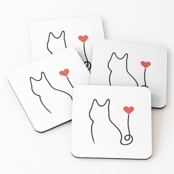 Item preview, Minimalist Cat One Line Art with Red Heart designed and sold by MirrorsFineArt.
