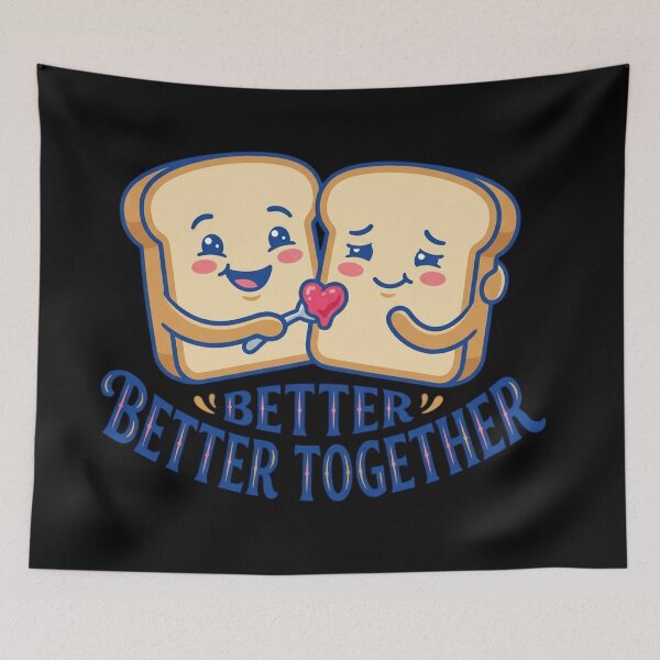 Item preview, Better Together Cute Toast and Strawberry Jam Couples designed and sold by mood-draftsman.