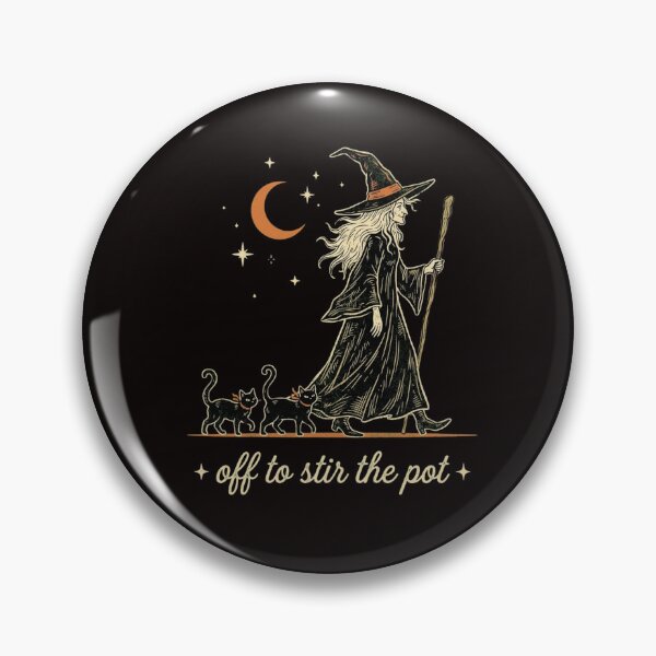 Item preview, Off to Stir The Pot Witch Black Cat Halloween Spooky designed and sold by DesignDenDo ⭐⭐⭐⭐⭐.
