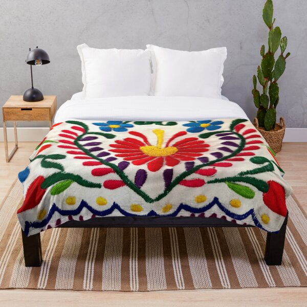 Mexican Flowers Throw Blanket