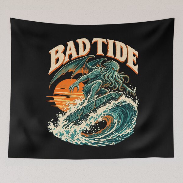 Item preview, H. P. Lovecraft: Bad Tide Cthulhu Surfer designed and sold by Fenay Designs.