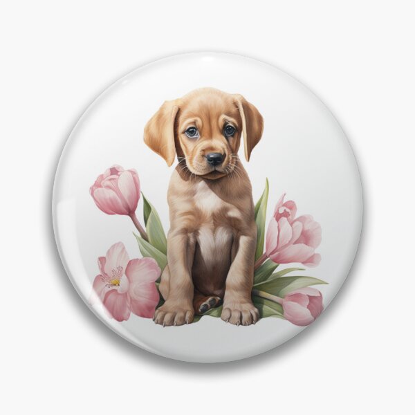 Item preview, Pink Lily Puppy | Elegant Floral Aesthetic Art designed and sold by Mandayartstudio.