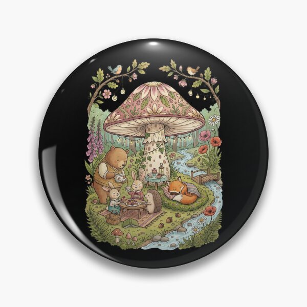 Item preview, Cottagecore Woodland Animal Tea Party Under Giant Mushroom designed and sold by mood-draftsman.
